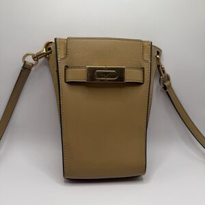 Rare Tory Burch Petite Lee Radziwill Pebbled Double Bucket Bag – Tan/Tiger’s Eye